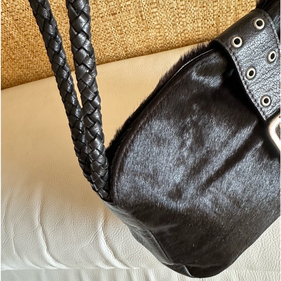 JULIANA Colezione Dark Brown Bag Combination of Calf fur and  genuine Leather. - Picture 6 of 12